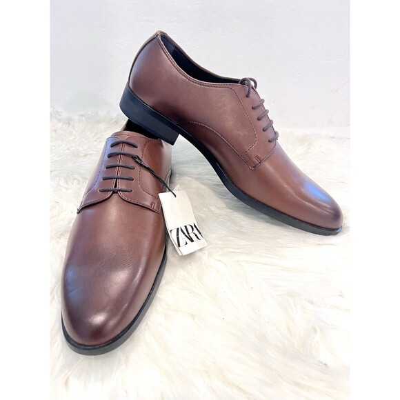 ZARA Men Brown Pointed Toe Lace Up Derby Dress Shoes Size US 11 EUR 44 2400/220 main image 4